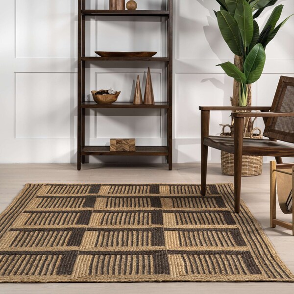 Aletta Geometric Tiled Jute Area Rug 8ft X 10ft